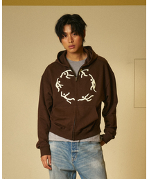 AMOU（アモウ）の「Dancing Circle Crop Hoodie Zip-up BROWN（パーカー）」