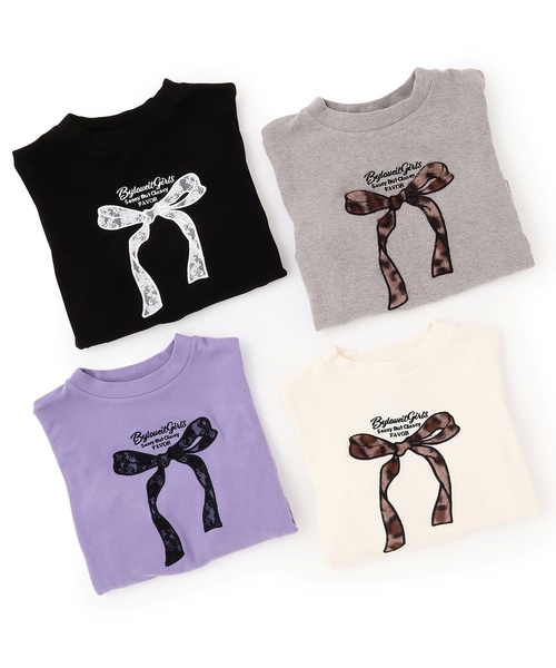 by LOVEiT（バイラビット）の「リボンパッチ長袖Tシャツ（Tシャツ/カットソー・キッズ・ブラック/グレー系/オフホワイト/ラベンダー・130cm/160cm/120cm/140cm/150cm）」の8枚目の写真