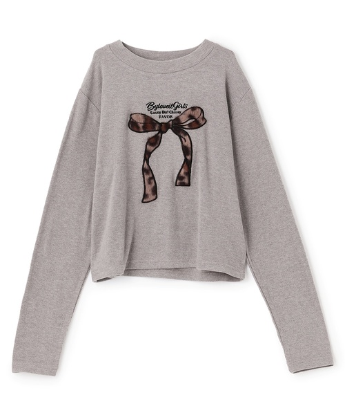 by LOVEiT（バイラビット）の「リボンパッチ長袖Tシャツ（Tシャツ/カットソー・キッズ・ブラック/グレー系/オフホワイト/ラベンダー・130cm/160cm/120cm/140cm/150cm）」の9枚目の写真