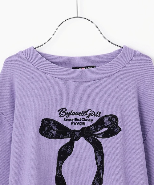 by LOVEiT（バイラビット）の「リボンパッチ長袖Tシャツ（Tシャツ/カットソー・キッズ・ブラック/グレー系/オフホワイト/ラベンダー・130cm/160cm/120cm/140cm/150cm）」の12枚目の写真