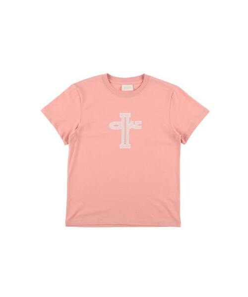 EPISODE UNTITLED(エピソードアンタイトルド)の「レースアップリケロゴクロップTシャツピンク(Tシャツ/カットソー・レディース・ピンク・FREE)」の1枚目の写真