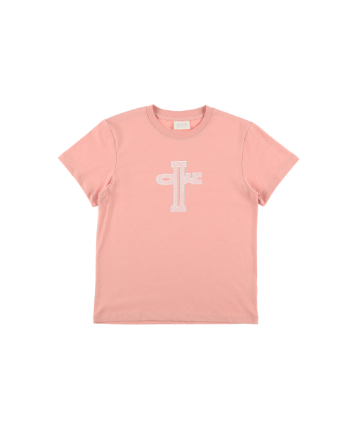 EPISODE UNTITLED(エピソードアンタイトルド)の「レースアップリケロゴクロップTシャツピンク(Tシャツ/カットソー・レディース・ピンク・FREE)」の2枚目の写真
