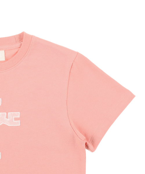 EPISODE UNTITLED(エピソードアンタイトルド)の「レースアップリケロゴクロップTシャツピンク(Tシャツ/カットソー・レディース・ピンク・FREE)」の5枚目の写真