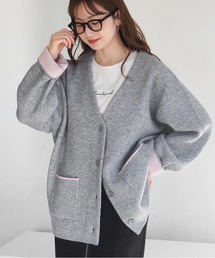 tiptop | 【wool】Wフェイス配色Vネックカーディガン(カーディガン/ボレロ)