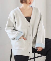 tiptop | 【wool】Wフェイス配色Vネックカーディガン(カーディガン/ボレロ)