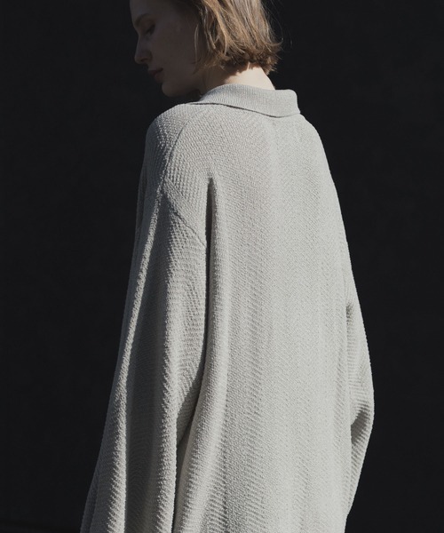 remer(リメール)の「ルーズドライニットポロシャツ(長袖)- loose dual yarn knit polo shirt(ポロシャツ・メンズ・オリーブ/ライトグレー/ブラック・LARGE/MEDIUM/SMALL/X-SMALL)」の7枚目の写真