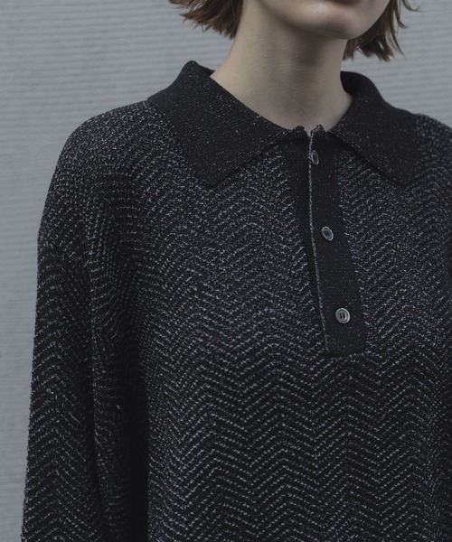 remer(リメール)の「ルーズドライニットポロシャツ(長袖)- loose dual yarn knit polo shirt(ポロシャツ・メンズ・オリーブ/ライトグレー/ブラック・LARGE/MEDIUM/SMALL/X-SMALL)」の5枚目の写真