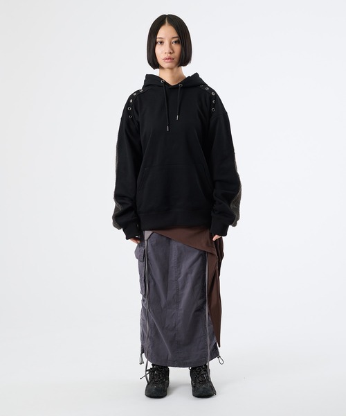 FTW（エフティダブリュー）の「KNIT DOCKING EYELET HOODIE（パーカー・レディース・チャコールグレー/ブラック・LARGE/MEDIUM/SMALL）」の9枚目の写真