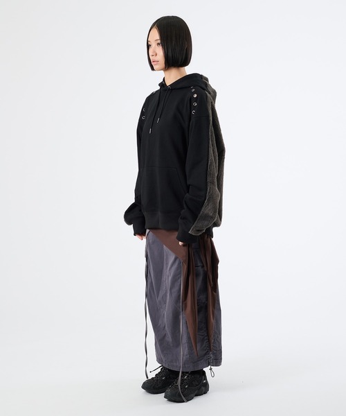 FTW（エフティダブリュー）の「KNIT DOCKING EYELET HOODIE（パーカー・レディース・チャコールグレー/ブラック・LARGE/MEDIUM/SMALL）」の10枚目の写真