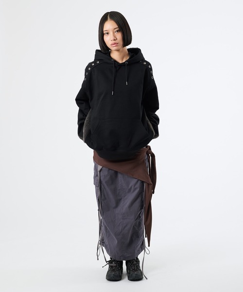 FTW（エフティダブリュー）の「KNIT DOCKING EYELET HOODIE（パーカー・レディース・チャコールグレー/ブラック・LARGE/MEDIUM/SMALL）」の14枚目の写真