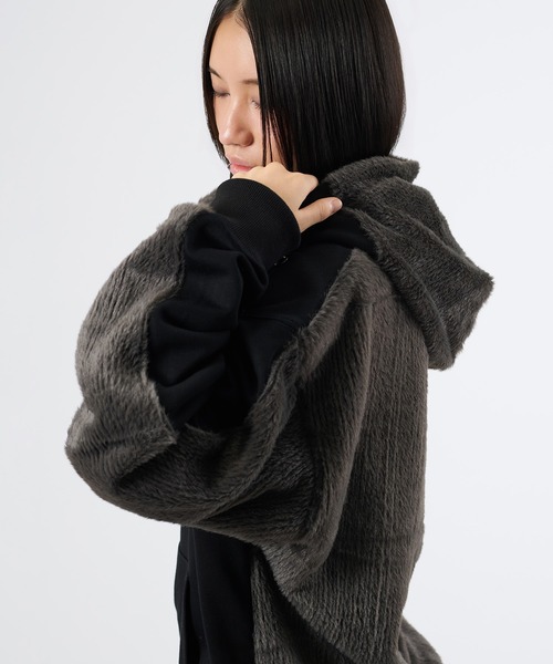 FTW（エフティダブリュー）の「KNIT DOCKING EYELET HOODIE（パーカー・レディース・チャコールグレー/ブラック・LARGE/MEDIUM/SMALL）」の8枚目の写真