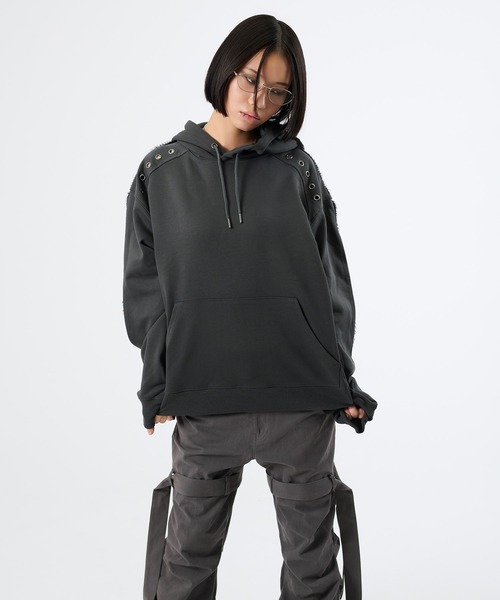 FTW（エフティダブリュー）の「KNIT DOCKING EYELET HOODIE（パーカー・レディース・チャコールグレー/ブラック・LARGE/MEDIUM/SMALL）」の15枚目の写真