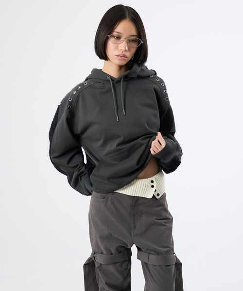 FTW（エフティダブリュー）の「KNIT DOCKING EYELET HOODIE（パーカー・レディース・チャコールグレー/ブラック・LARGE/MEDIUM/SMALL）」の17枚目の写真