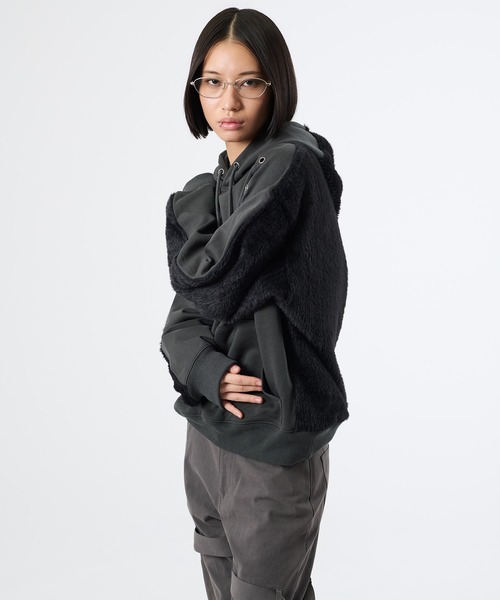 FTW（エフティダブリュー）の「KNIT DOCKING EYELET HOODIE（パーカー・レディース・チャコールグレー/ブラック・LARGE/MEDIUM/SMALL）」の18枚目の写真