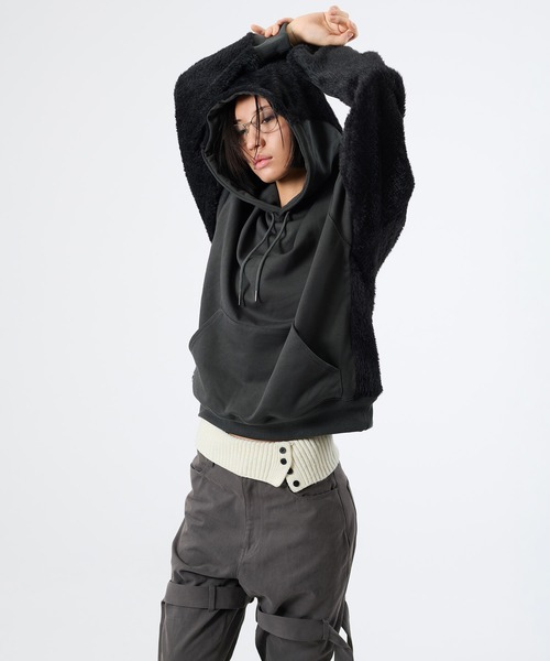 FTW（エフティダブリュー）の「KNIT DOCKING EYELET HOODIE（パーカー・レディース・チャコールグレー/ブラック・LARGE/MEDIUM/SMALL）」の20枚目の写真
