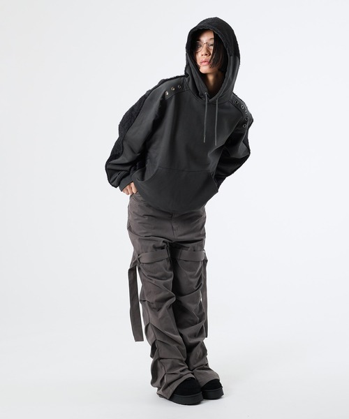 FTW（エフティダブリュー）の「KNIT DOCKING EYELET HOODIE（パーカー・レディース・チャコールグレー/ブラック・LARGE/MEDIUM/SMALL）」の21枚目の写真