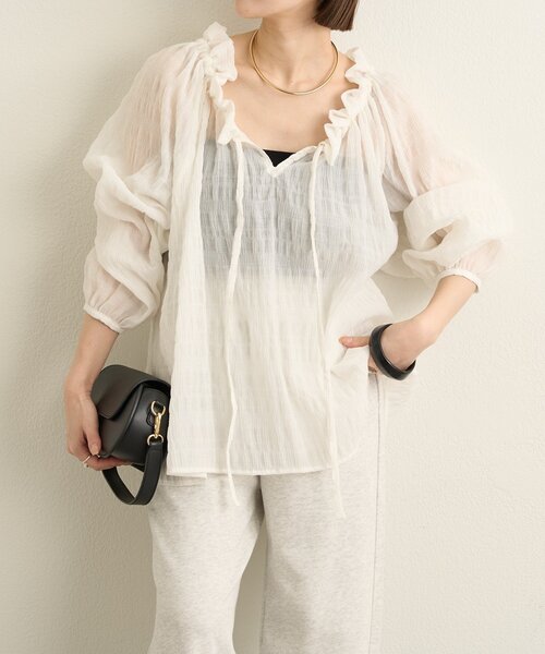 Omekashi（オメカシ）の「オフショルブラウス（シャツ/ブラウス・レディース・オフホワイト/ブラック・FREE）」の3枚目の写真