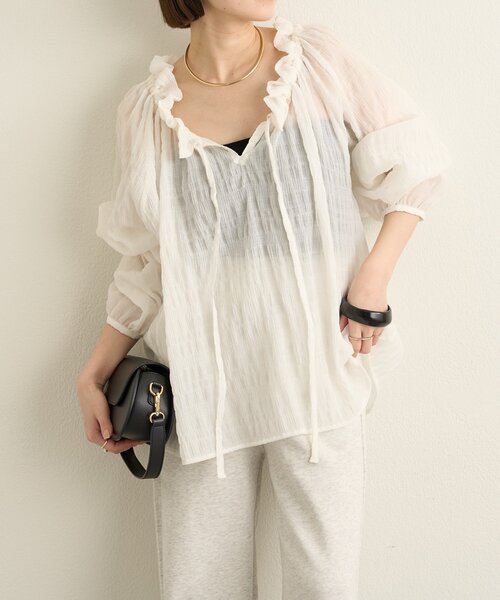 Omekashi（オメカシ）の「オフショルブラウス（シャツ/ブラウス・レディース・オフホワイト/ブラック・FREE）」の4枚目の写真