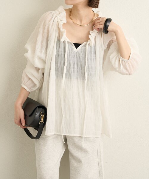 Omekashi（オメカシ）の「オフショルブラウス（シャツ/ブラウス・レディース・オフホワイト/ブラック・FREE）」の5枚目の写真