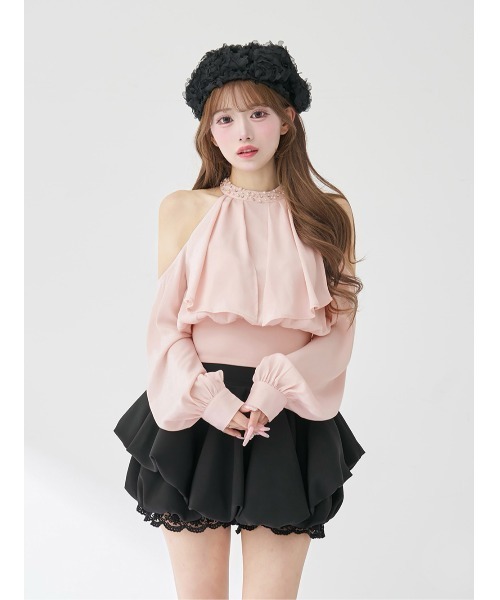 パールネックアメスリブラウス（シャツ/ブラウス）｜Darich