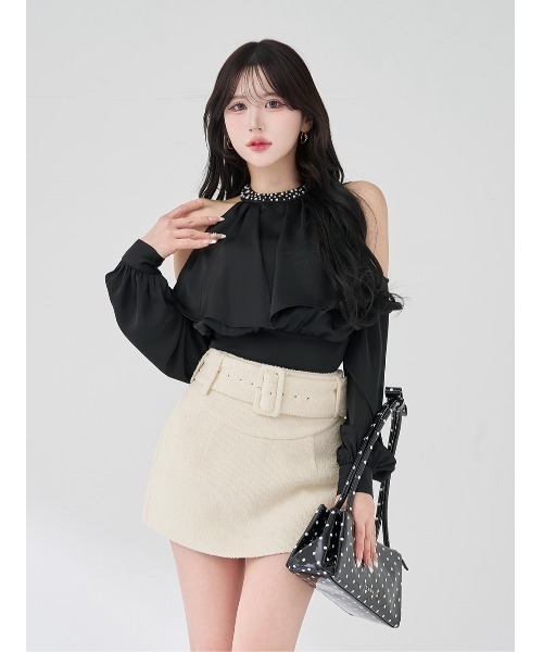 パールネックアメスリブラウス（シャツ/ブラウス）｜Darich