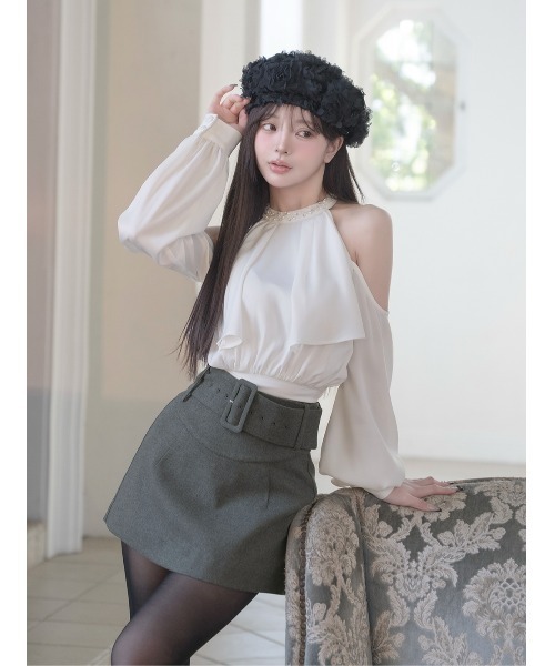 パールネックアメスリブラウス（シャツ/ブラウス）｜Darich