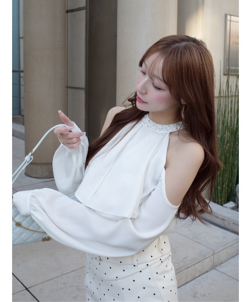 パールネックアメスリブラウス（シャツ/ブラウス）｜Darich