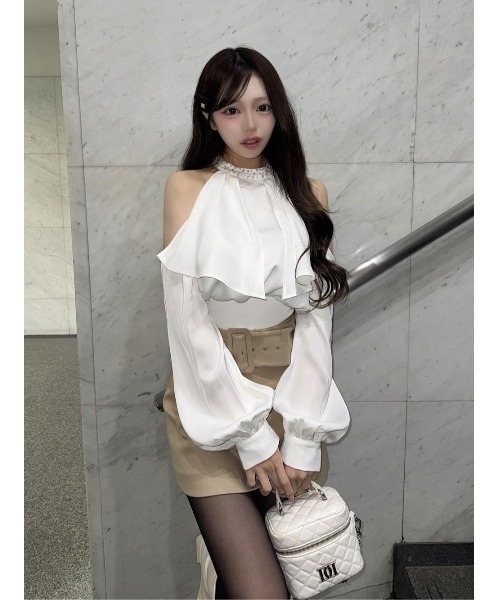 パールネックアメスリブラウス（シャツ/ブラウス）｜Darich