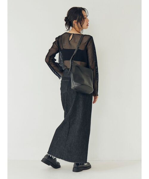 Ungrid(アングリッド)の「モチーフデザインメッシュロングスリーブTee(Tシャツ/カットソー・レディース・ブラック/アイボリー・FREE)」の7枚目の写真