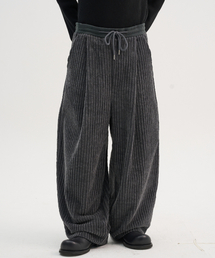 TRIP LE SENS（トリップ ル センス）の「[F/W]コーデュロイワンタックカーブドバンディングパンツ_チャコール（スウェットパンツ）」
