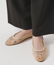 チュール ビジュー バレエシューズ