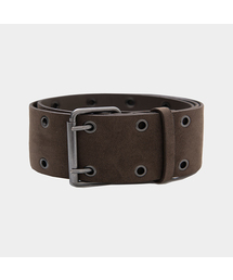 MACOI（マッコイ）の「スクエアバックルダブルアイレットスエードレザーベルト[ブラウン]（ベルト）」