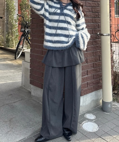 nemne store(ネンネストア)の「スキッパーボーダーニット(ニット/セーター・レディース・ブラック系/ブルー系・フリー)」の7枚目の写真