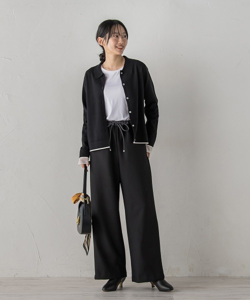 Droite lautreamont(ドロワットロートレアモン)の「HYPER FIT裏起毛ボンディングパンツ≪洗濯機で洗える≫(スウェットパンツ・レディース・オフホワイト/ブラック/ネイビー・M/S)」の20枚目の写真