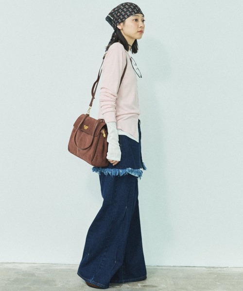 MIRROR STOKE(ミラーストーク)の「【ZOZO限定】BICOLOR LAYERED LONG T-SHIRTS/バイカラーレイヤードロングティーシャツ(Tシャツ/カットソー・レディース・ベージュ/ピンク/チャコールグレー・MEDIUM)」の16枚目の写真