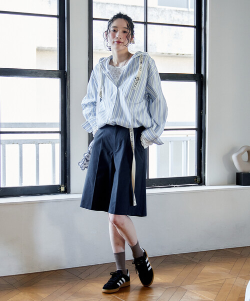 FREAK'S STORE(フリークスストア)の「<新色追加>FRUIT OF THE LOOM × FREAK'S STORE/フルーツオブザルーム 別注 ロゴベルト付き ツイル ショートパンツ/トリミング(その他パンツ・レディース・ピンク/ベージュ/ネイビー/オリーブ・SMALL/MEDIUM)」の19枚目の写真