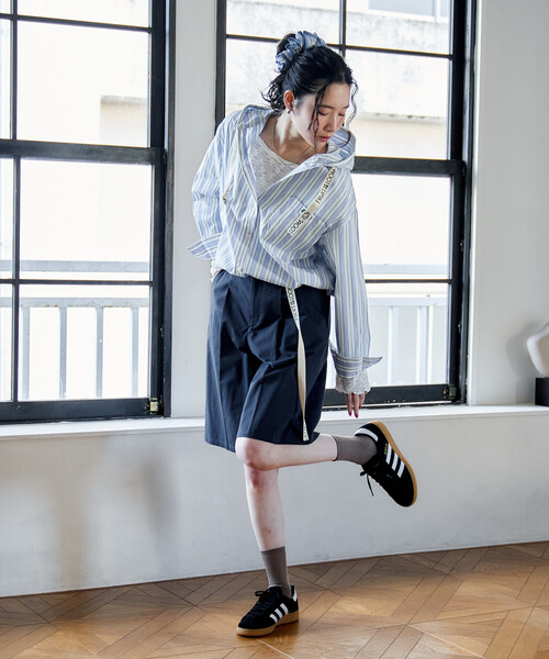 FREAK'S STORE(フリークスストア)の「<新色追加>FRUIT OF THE LOOM × FREAK'S STORE/フルーツオブザルーム 別注 ロゴベルト付き ツイル ショートパンツ/トリミング(その他パンツ・レディース・ピンク/ベージュ/ネイビー/オリーブ・SMALL/MEDIUM)」の20枚目の写真