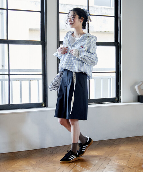 FREAK'S STORE(フリークスストア)の「<新色追加>FRUIT OF THE LOOM × FREAK'S STORE/フルーツオブザルーム 別注 ロゴベルト付き ツイル ショートパンツ/トリミング(その他パンツ・レディース・ピンク/ベージュ/ネイビー/オリーブ・SMALL/MEDIUM)」の21枚目の写真