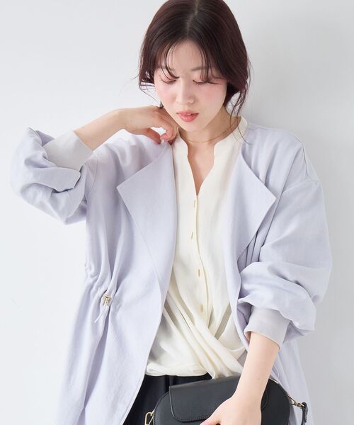le.coeur blanc(ルクールブラン)の「タンブラーオックスノーカラーコート(ノーカラーコート・レディース・グレイッシュベージュ/サックスブルー/ネイビー・38)」の19枚目の写真