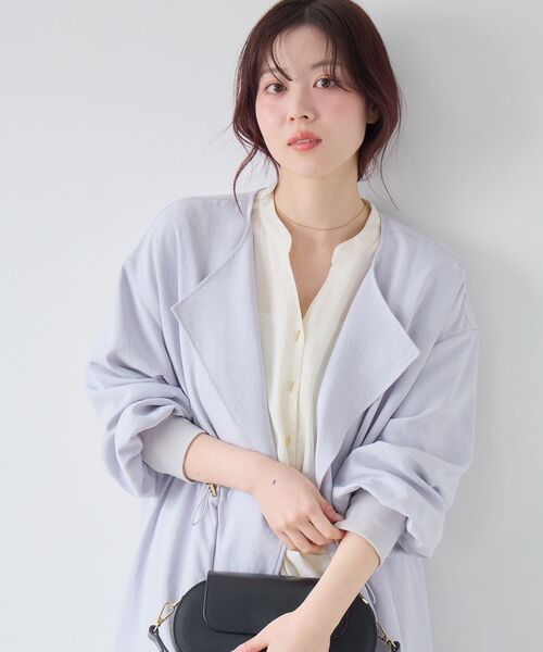 le.coeur blanc(ルクールブラン)の「タンブラーオックスノーカラーコート(ノーカラーコート・レディース・グレイッシュベージュ/サックスブルー/ネイビー・38)」の21枚目の写真