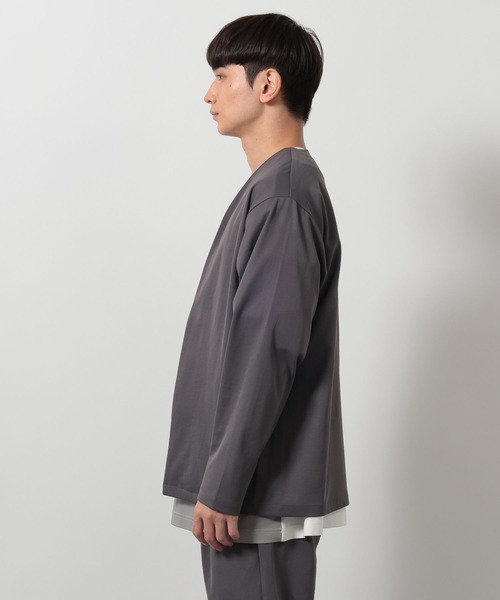 LAKOLE（ラコレ）の「＜セットアップ可＞マシュマロビンテージシャツカーデ / 643764（カーディガン/ボレロ・メンズ・グレイッシュベージュ/ネイビー/チャコール・LARGE/MEDIUM）」の9枚目の写真