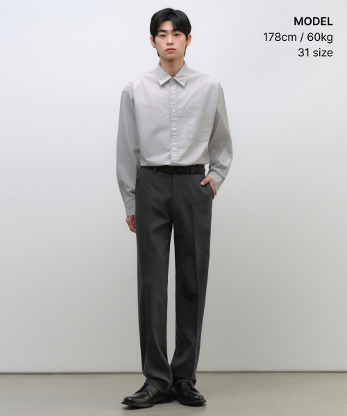 MUSINSA STANDARD（ムシンサスタンダード）の「ウィップコードストレートヒドンバンディングスラックス[グレー]（スラックス・メンズ・その他・26/27/28/29/30/31/32/33/34/36/38/40/42）」の2枚目の写真