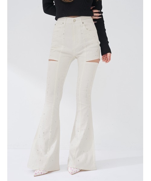 ドロップビジューフレアデニムパンツ（デニムパンツ）｜Darich