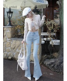 Darich（ダーリッチ）の「ドロップビジューフレアデニムパンツ（デニムパンツ）」