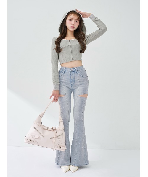 ドロップビジューフレアデニムパンツ（デニムパンツ）｜Darich