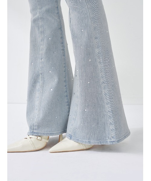 ドロップビジューフレアデニムパンツ（デニムパンツ）｜Darich