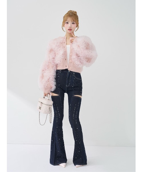 Darich(ダーリッチ)の「ドロップビジューフレアデニムパンツ(デニムパンツ・レディース・インディゴブルー/ホワイト/ライトブルー・M/S/XS)」の20枚目の写真