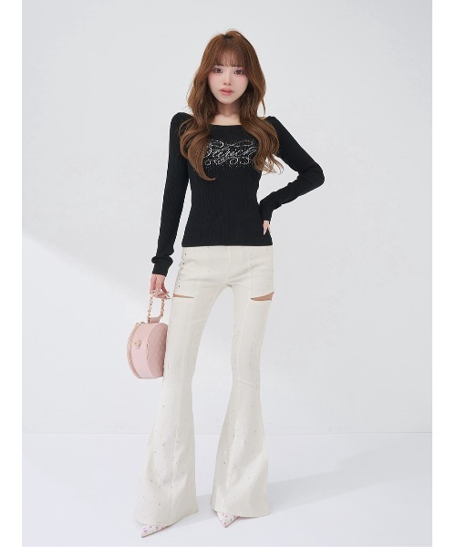 ドロップビジューフレアデニムパンツ（デニムパンツ）｜Darich