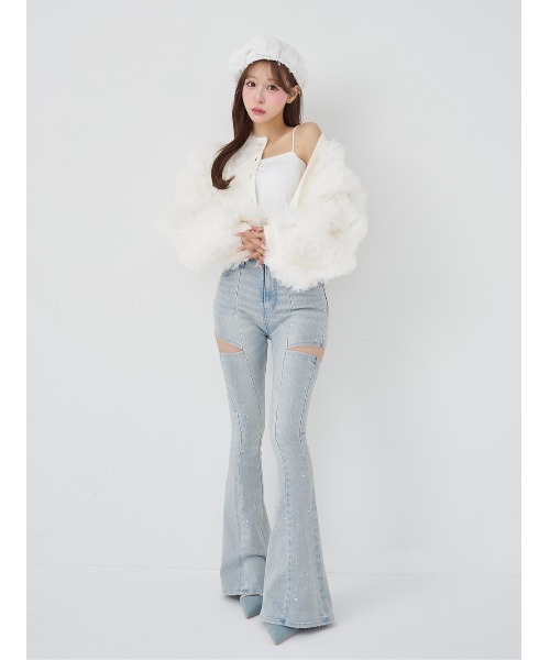 ドロップビジューフレアデニムパンツ（デニムパンツ）｜Darich