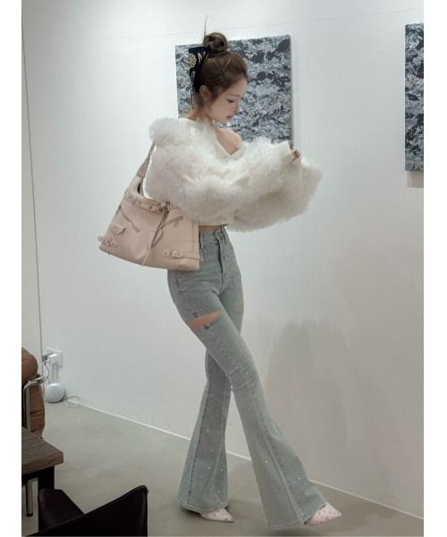 ドロップビジューフレアデニムパンツ（デニムパンツ）｜Darich